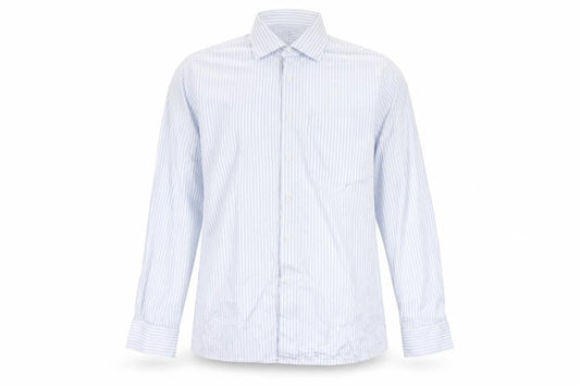 Louis Philippe Men's Blue Striped Classic Fit Cotton Shirt Size 42