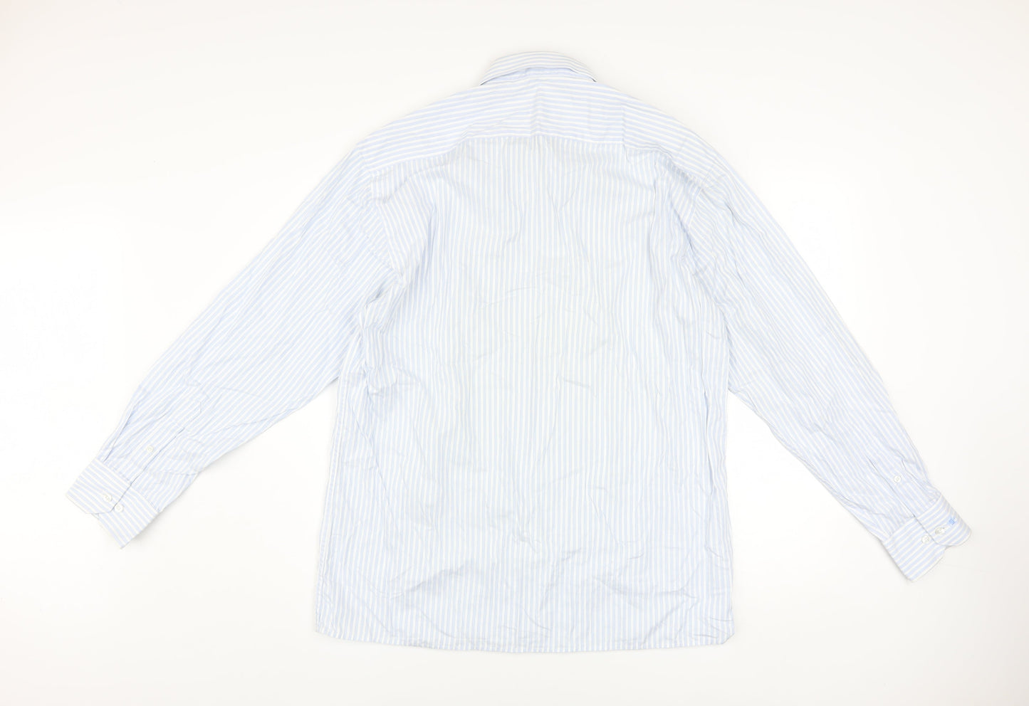 Louis Philippe Men's Blue Striped Classic Fit Cotton Shirt Size 42
