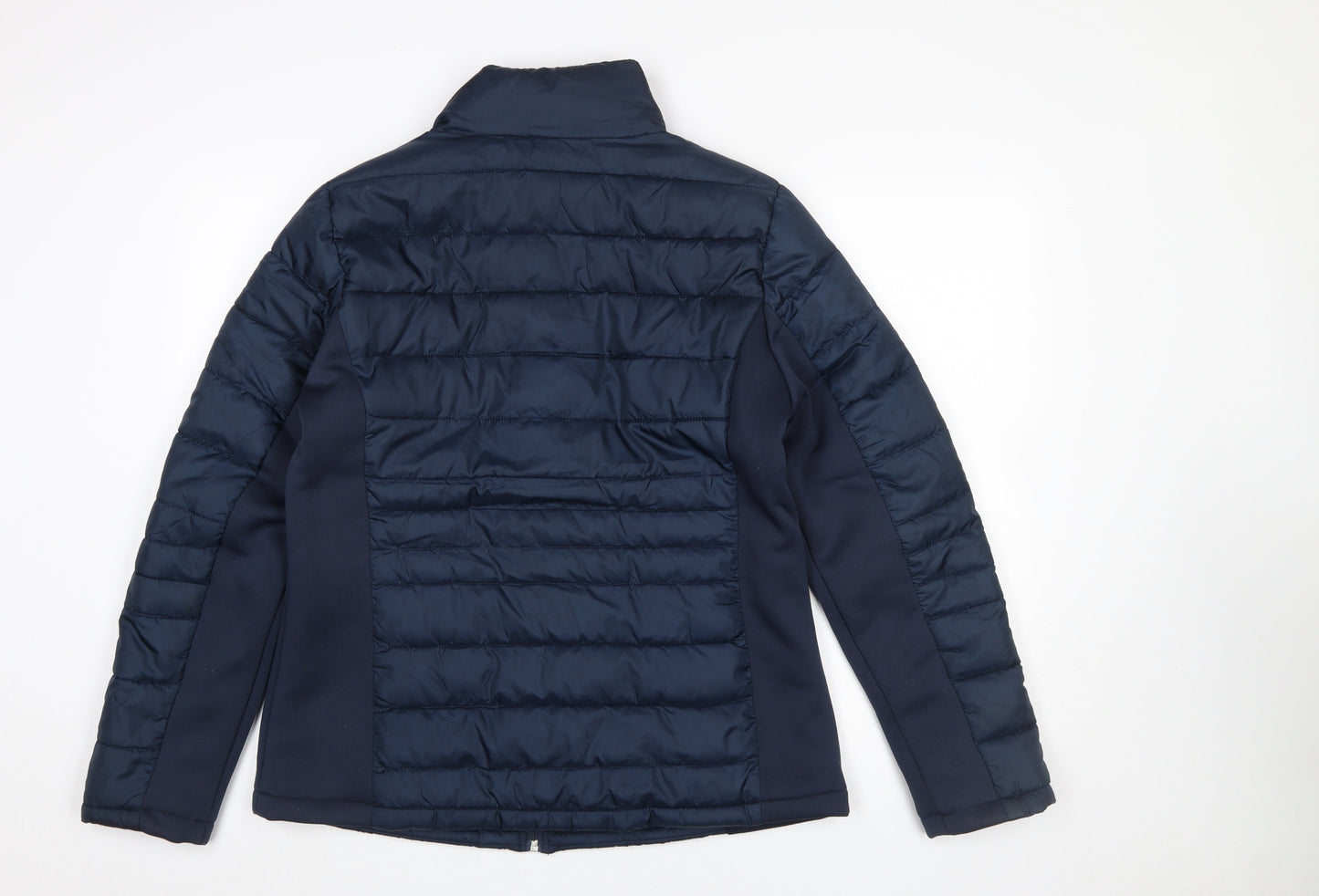 Janina Womens Blue Puffer Jacket Size 12 Quilted Mid-Length Zip Coat