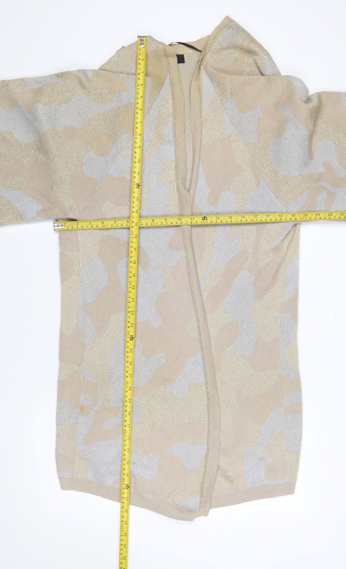 Selected Femme Womens Beige Camouflage Knit Cardigan M Relaxed Fit