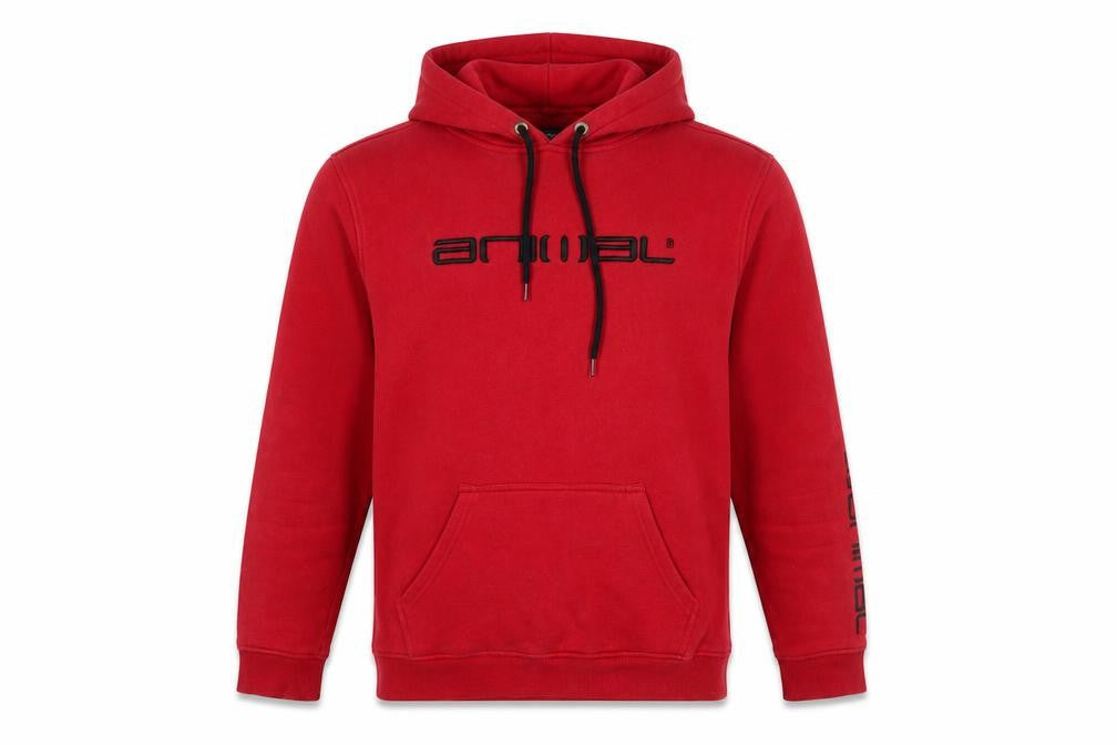 Animal Men's Red Pullover Hoodie Small Fleece Cotton Blend