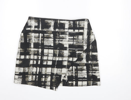 Oliver Bonas Women Black Check Wool Blend Pencil Skirt Size 14