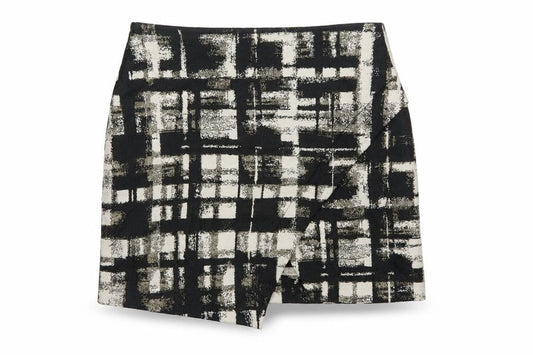 Oliver Bonas Women Black Check Wool Blend Pencil Skirt Size 14