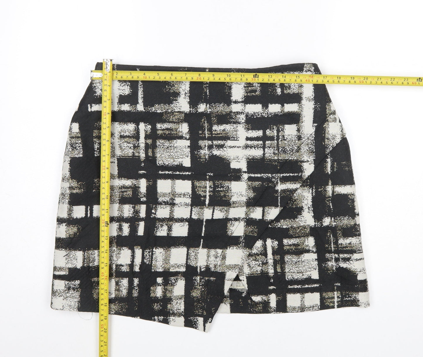 Oliver Bonas Women Black Check Wool Blend Pencil Skirt Size 14