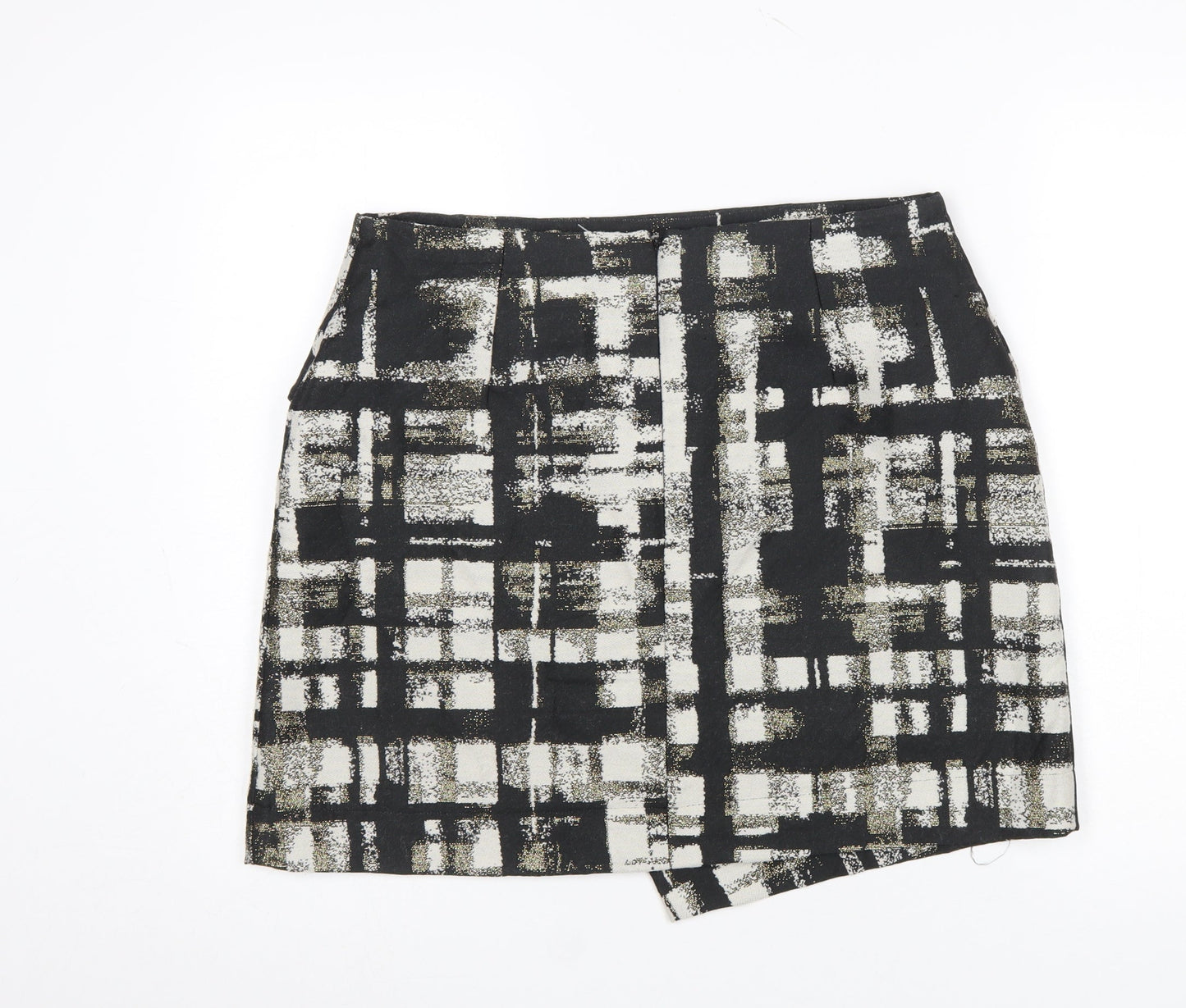 Oliver Bonas Women Black Check Wool Blend Pencil Skirt Size 14
