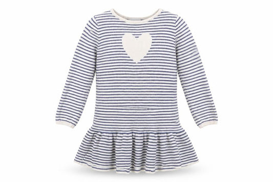 The Little White Company Girls Blue Striped Cotton Skater Dress 4-5 Years