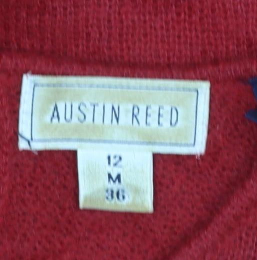 Austin Reed Women Red Mohair Blend Short Sleeve Jumper Size 12