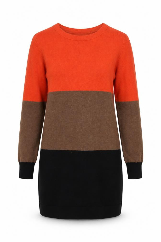 Red Herring Women’s Orange Brown Black Knit Jumper Dress Size 12
