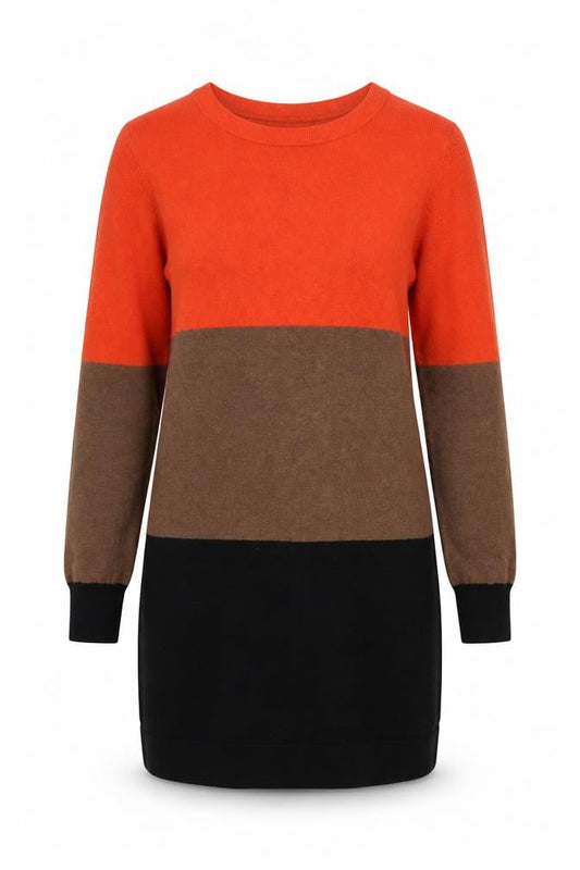 Red Herring Women’s Orange Brown Black Knit Jumper Dress Size 12