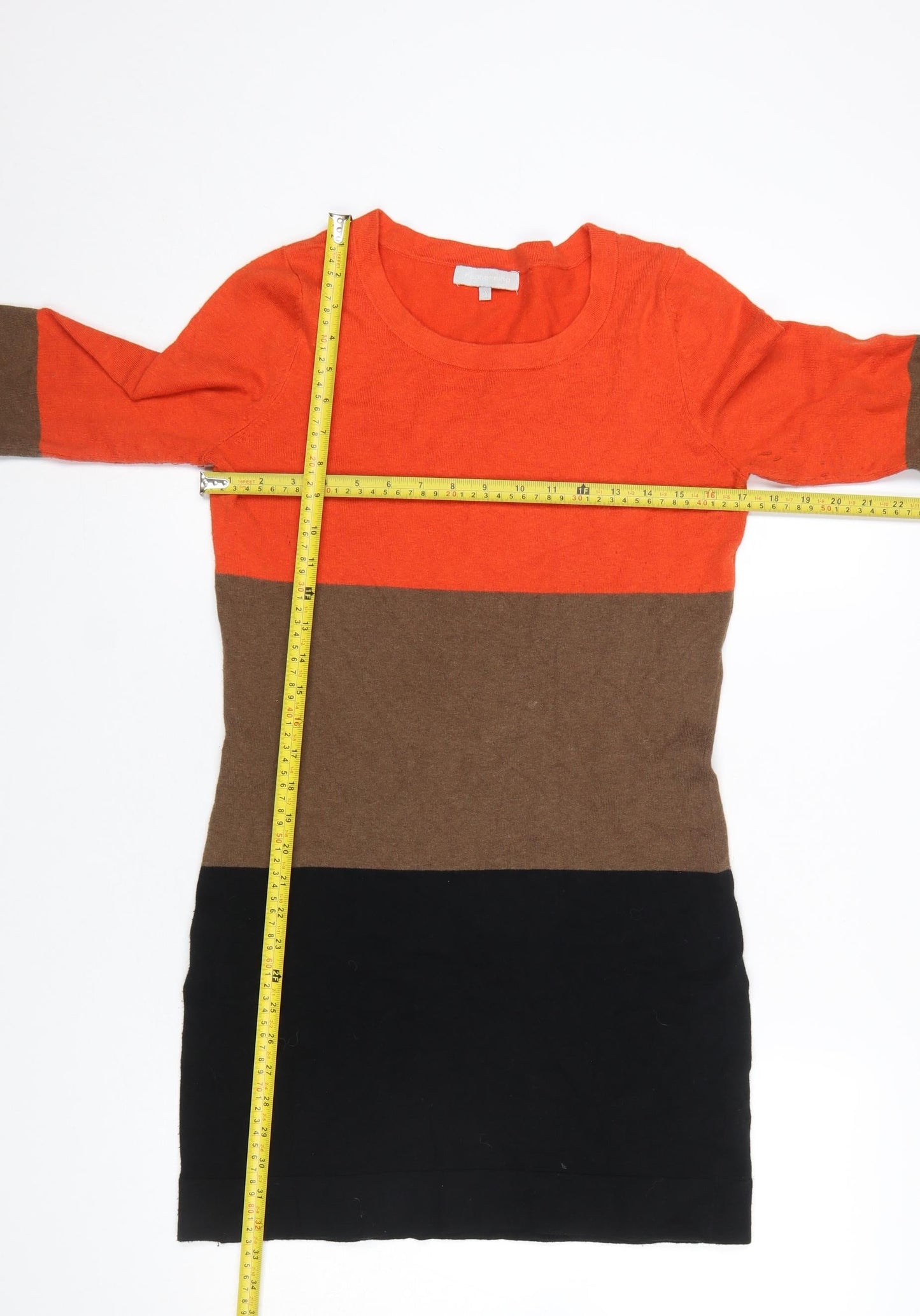 Red Herring Women’s Orange Brown Black Knit Jumper Dress Size 12
