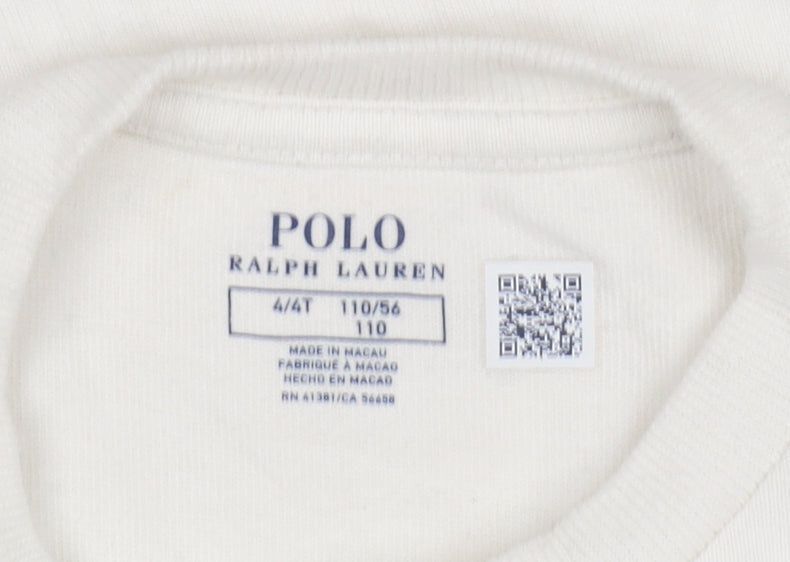 Ralph Lauren Boys White Logo Cotton Short Sleeve T-Shirt 4 Years