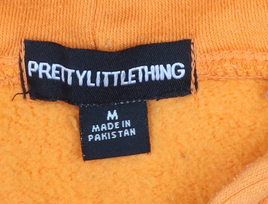 PrettyLittleThing Women's Orange Pullover Hoodie Size M Cotton Blend
