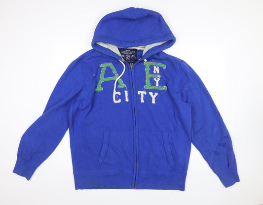 American Eagle Outfitters Men's Blue XL Full Zip Hoodie Athletic Fit