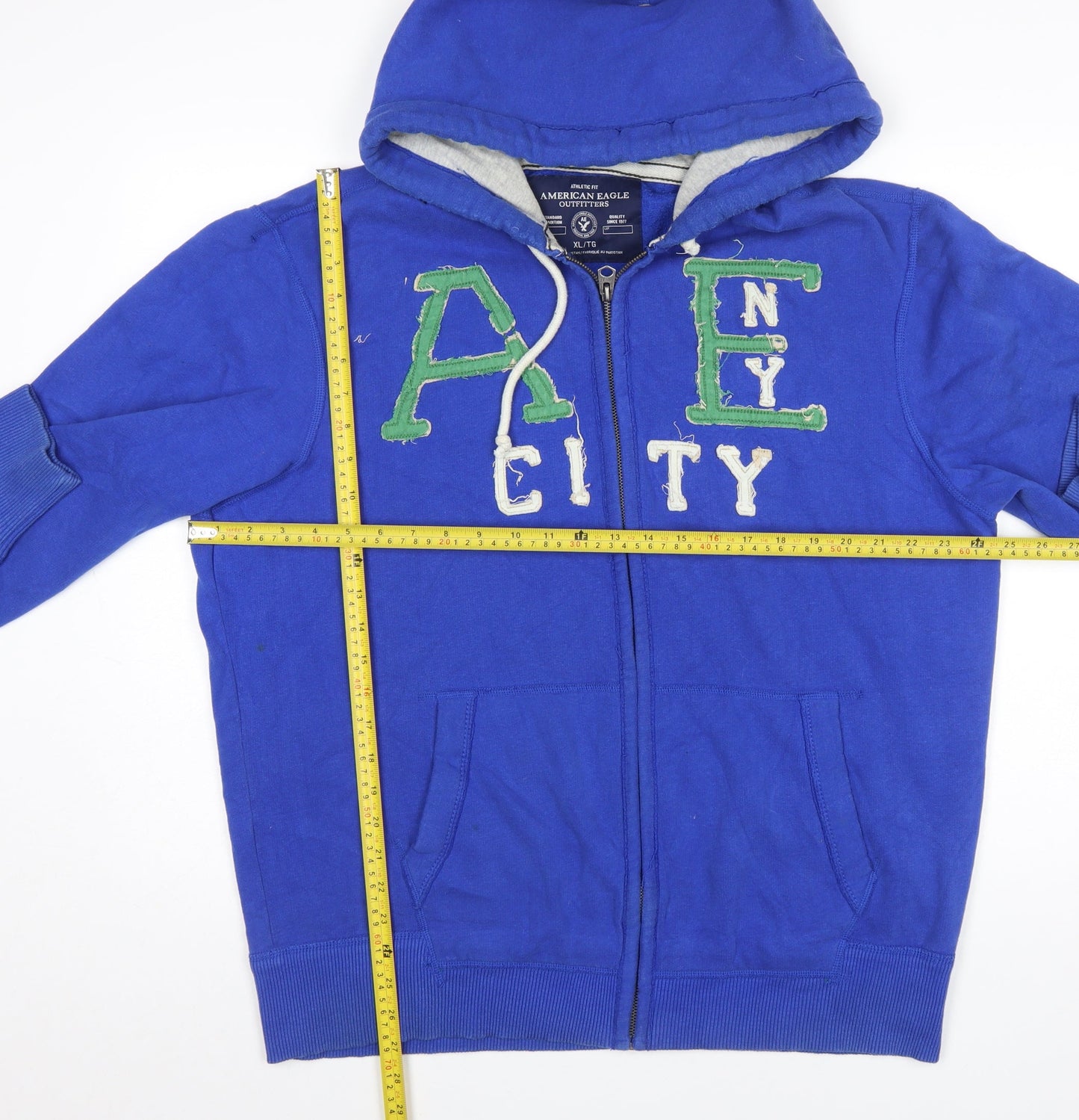 American Eagle Outfitters Men's Blue XL Full Zip Hoodie Athletic Fit