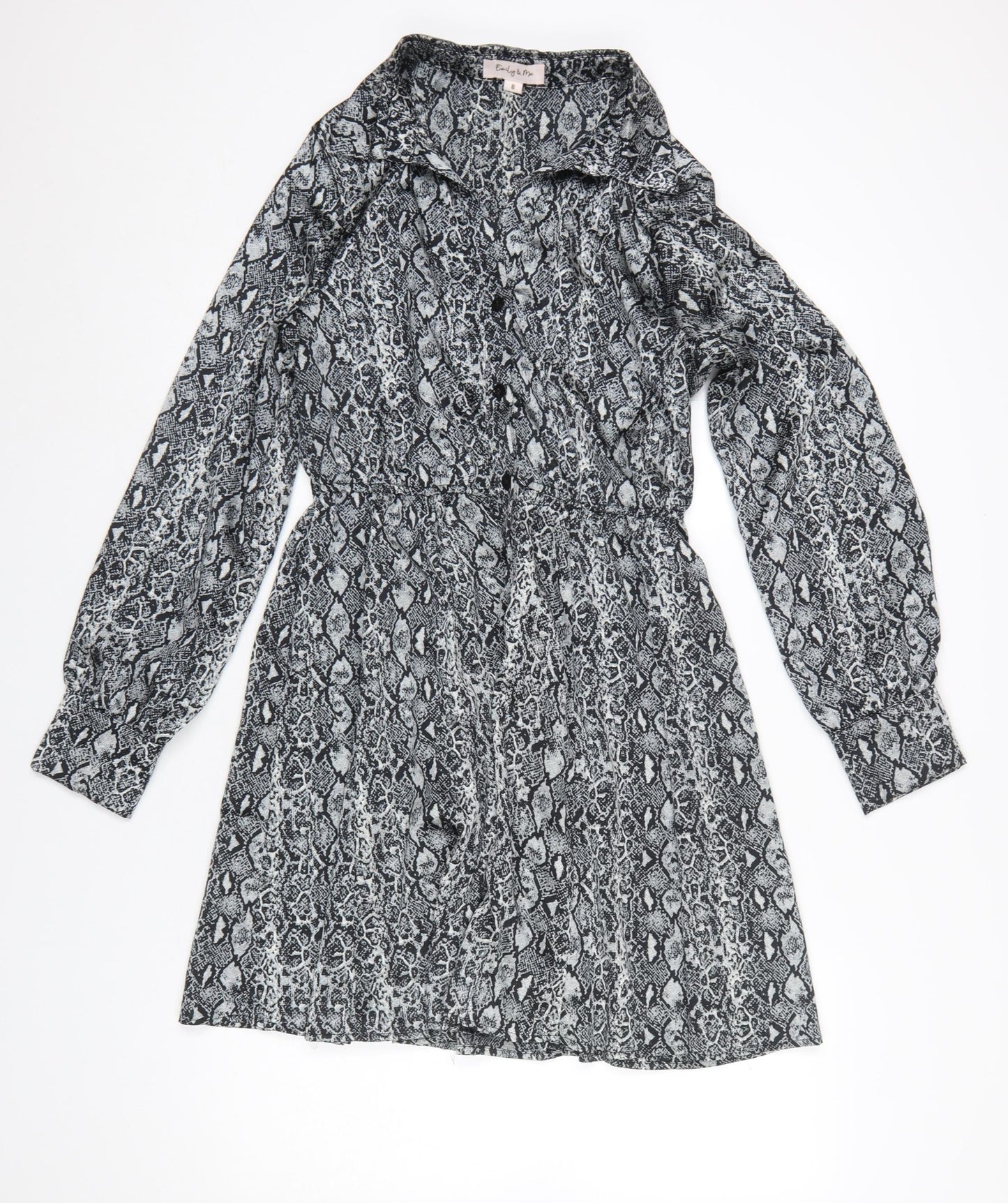 Emily & Me Women’s Grey Animal Print Shirt Dress Size 8