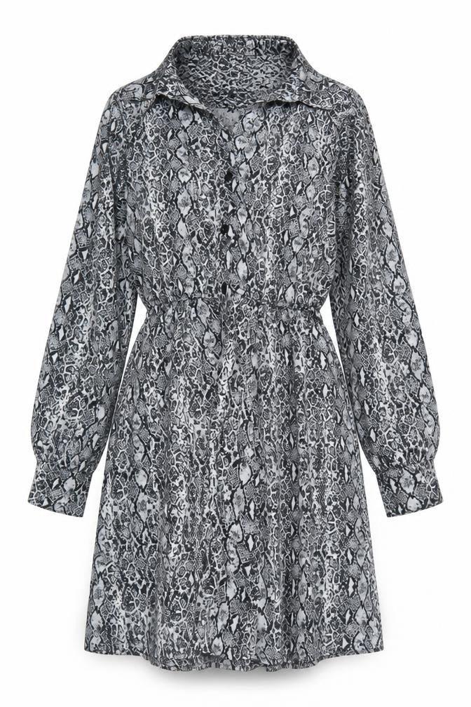 Emily & Me Women’s Grey Animal Print Shirt Dress Size 8