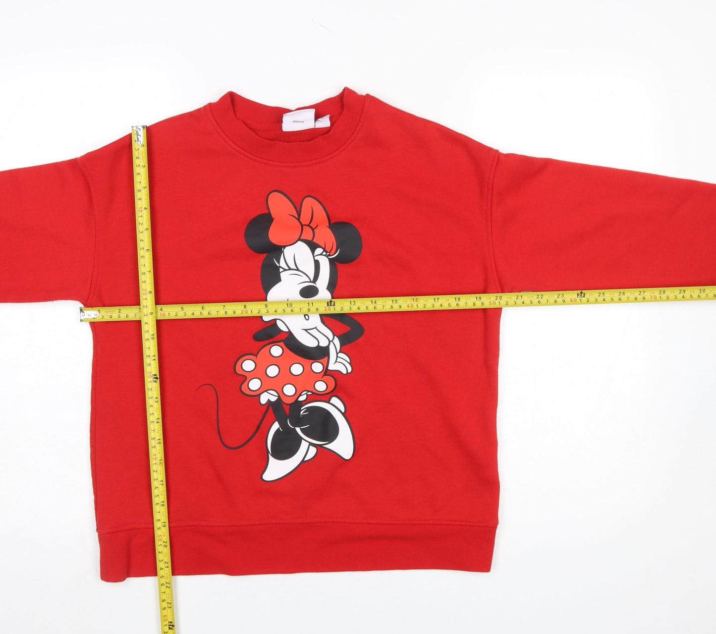 Disney Womens Red XS Minnie Mouse Crew Neck Pullover Sweatshirt