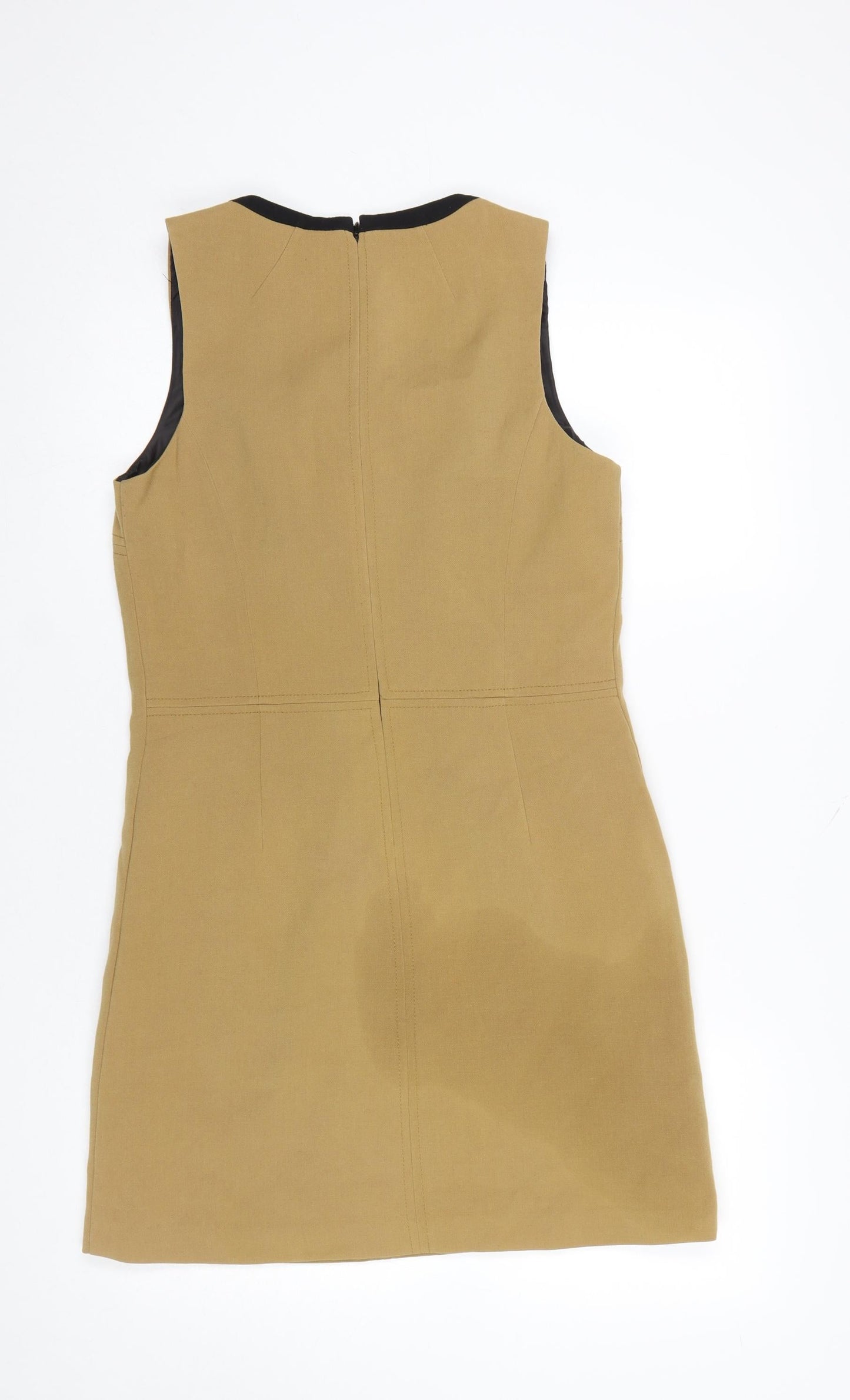 Next Women's Beige Shift Dress Size 12 Sleeveless Workwear