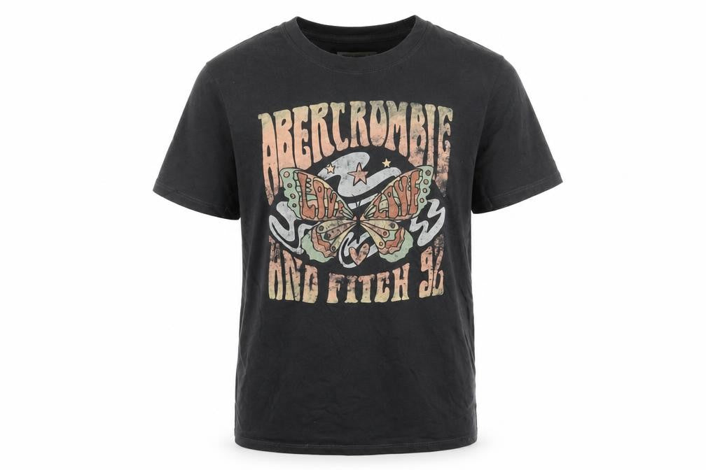 Abercrombie & Fitch Kids Boys Black 9-10 Years Graphic Print Butterfly T-Shirt
