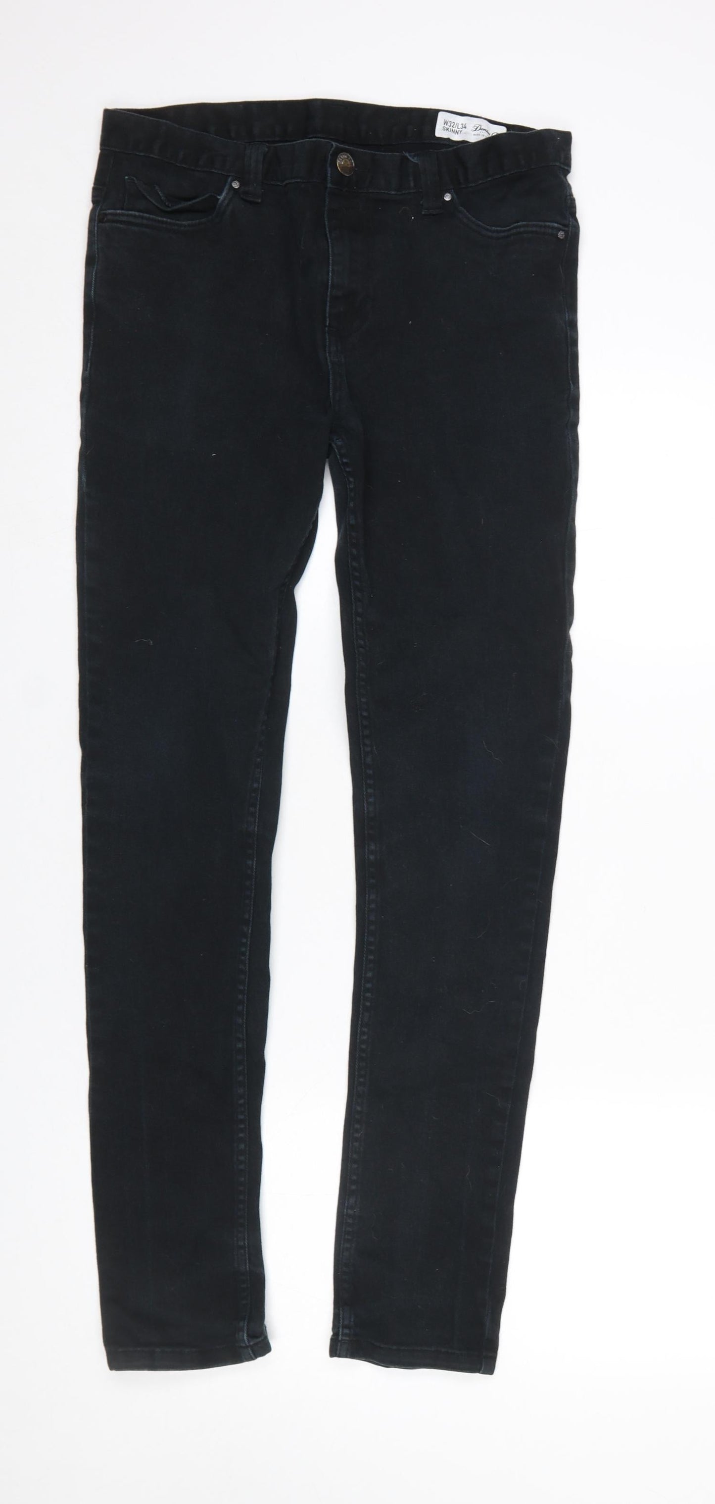 Denim Co. Men's Black Skinny Jeans W32 L34 Cotton Stretch