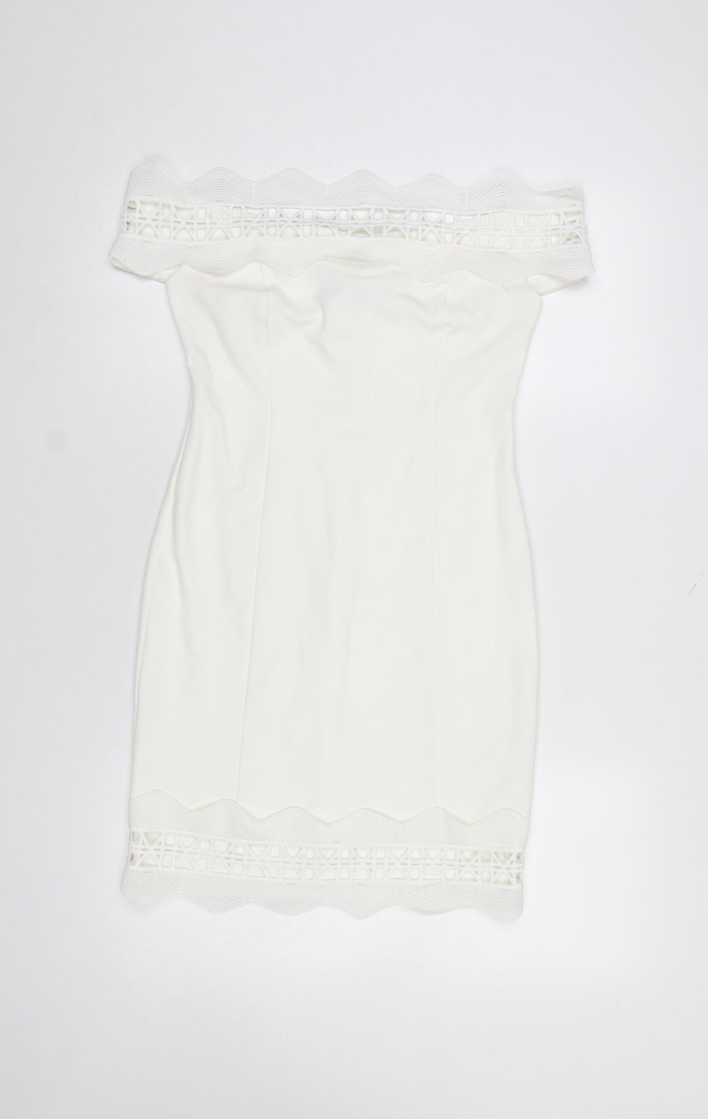 River Island Women's White Off-Shoulder Bodycon Dress Size 10