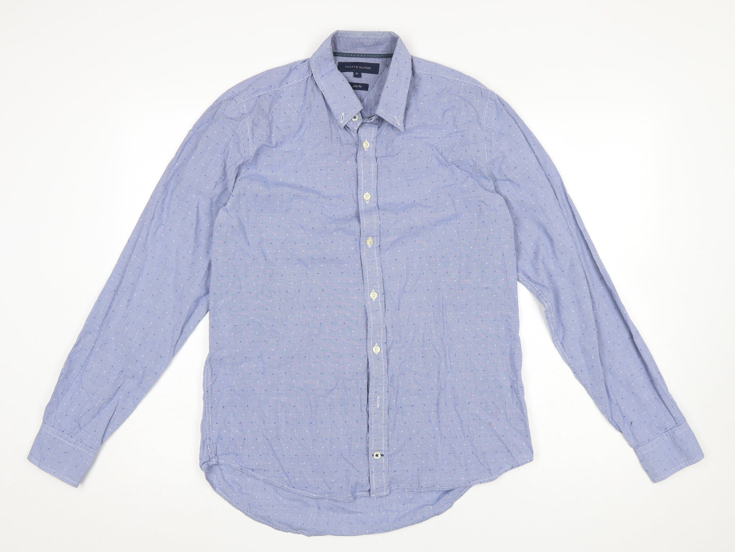 Tommy Hilfiger Men's Blue Slim Fit Button-Down Long Sleeve Shirt M