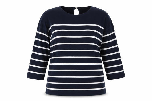 Massimo Dutti Women’s Blue Striped Long Sleeve Cotton T-Shirt Size 10
