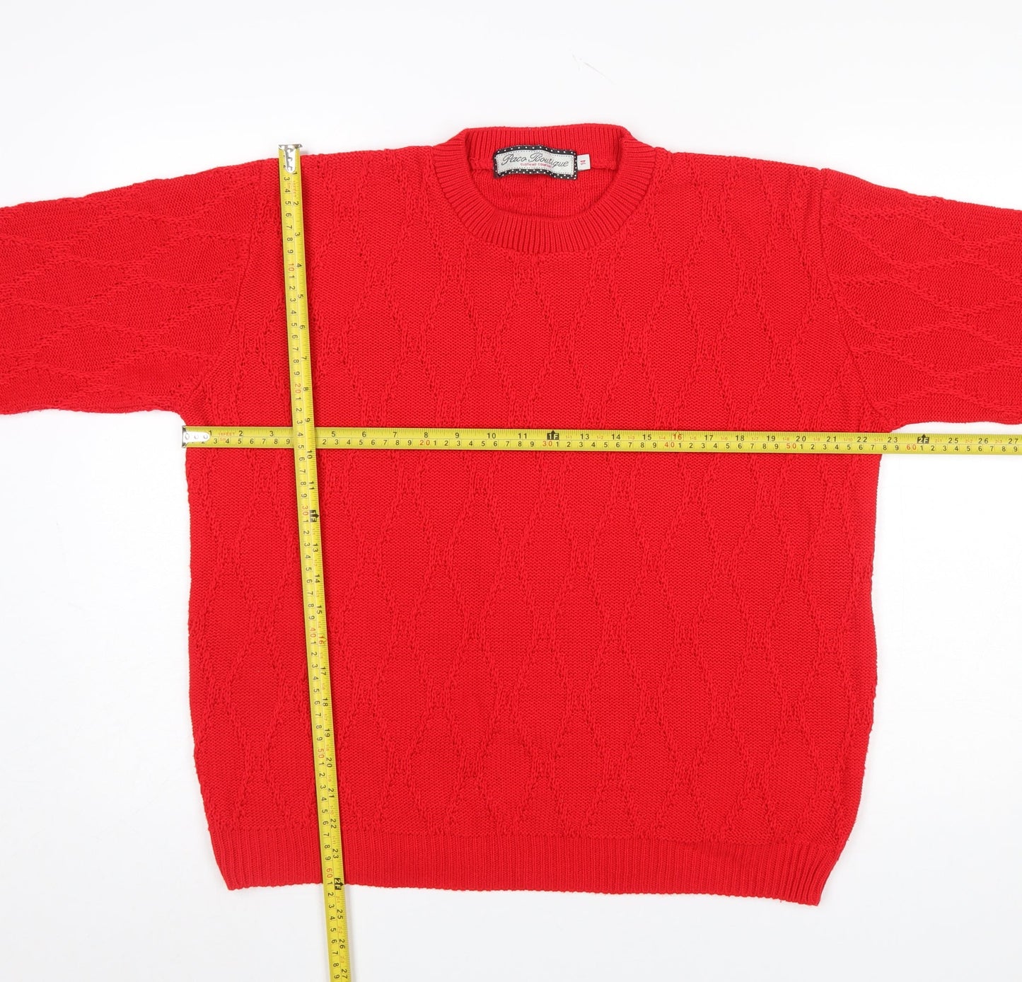 Paco Boutique Women's Red Acrylic Crew Neck Long Sleeve Jumper Size 14