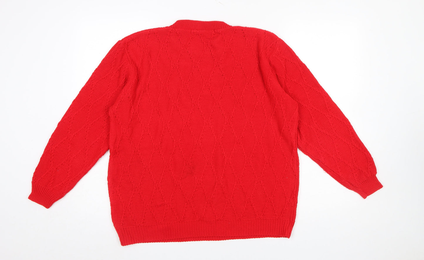 Paco Boutique Women's Red Acrylic Crew Neck Long Sleeve Jumper Size 14