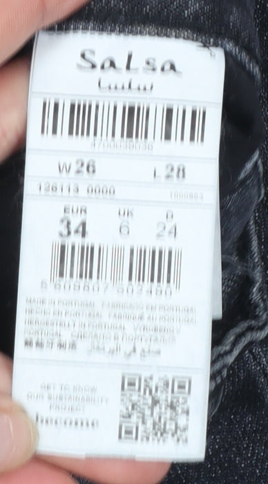Salsa Womens Black Straight Slim Fit Stretch Jeans Size 6