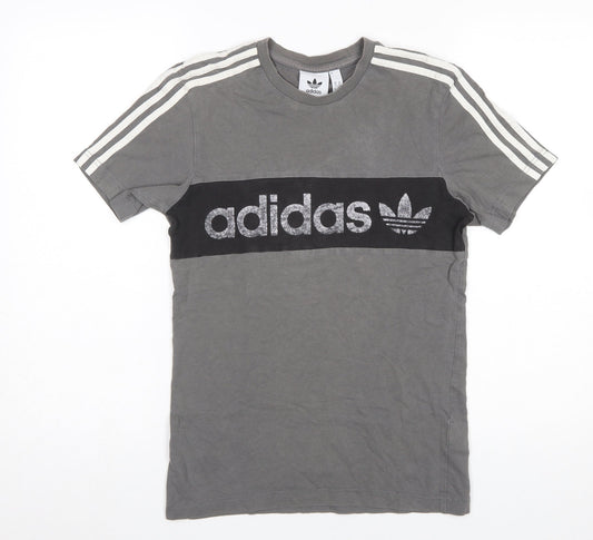 adidas Men's Grey XS Short Sleeve Sports Logo T-Shirt