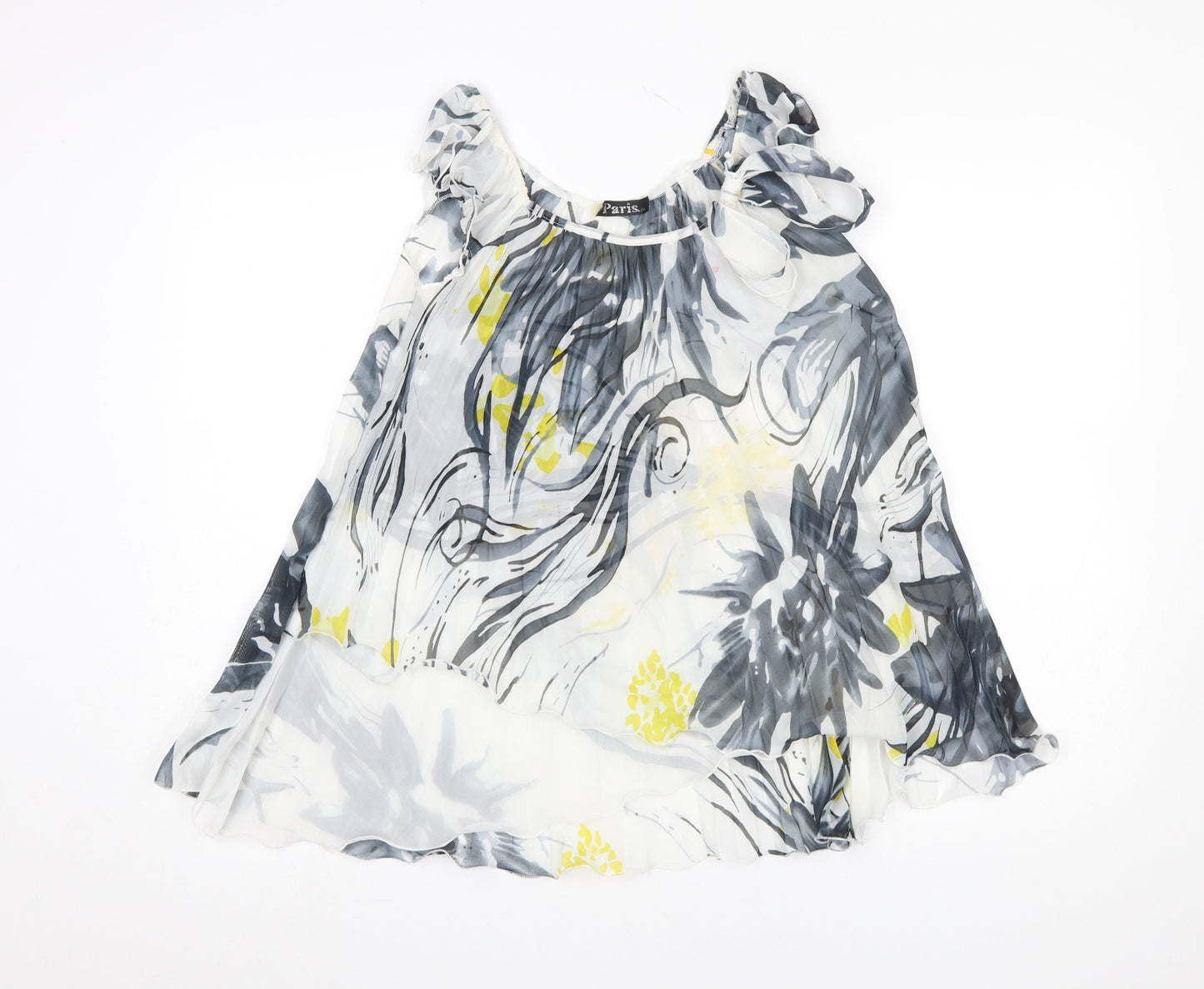 Paris LA Women’s Multicoloured Floral Chiffon Ruffle Blouse M
