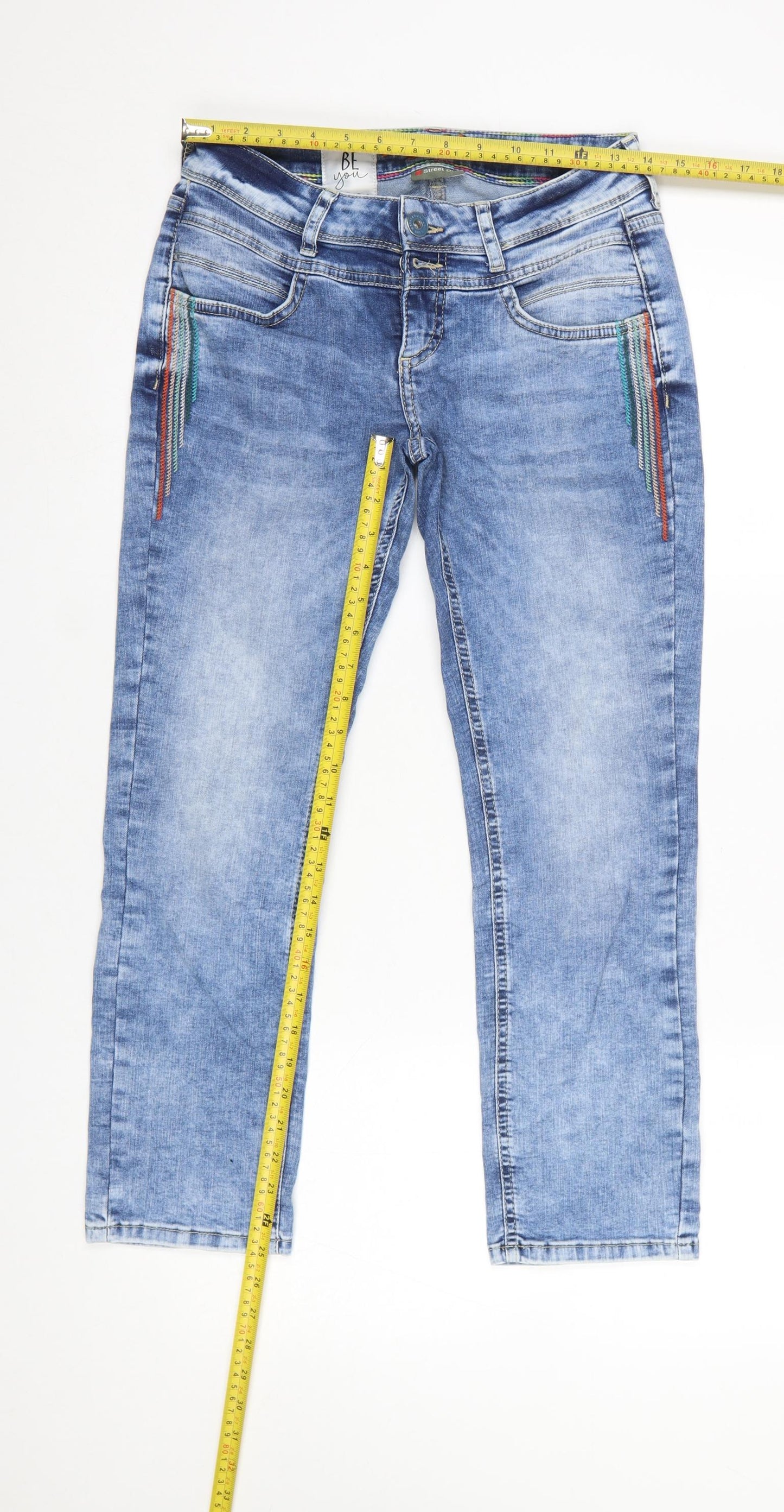 Street One Women's Blue Straight Leg Stretch Jeans Size 26