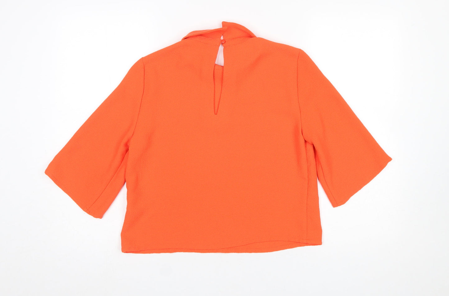 Vero Moda Womens Orange Cropped Blouse Size S High Neck 3/4 Sleeve