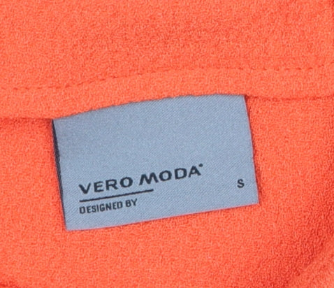 Vero Moda Womens Orange Cropped Blouse Size S High Neck 3/4 Sleeve