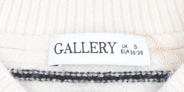 Gallery Women’s Ivory Black Striped Chunky Knit Cardigan Size S