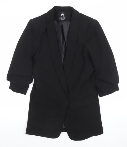 Additional front view of Atmosphere Women Black, size 6, Shawl Lapel Blazer Jacket