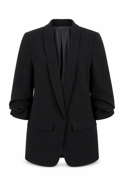 Front view of Atmosphere Women Black, size 6, Shawl Lapel Blazer Jacket