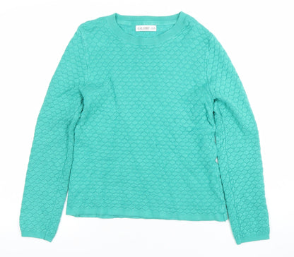 Additional front view of Gallery Women's Green Crew Neck Knit jumper XS