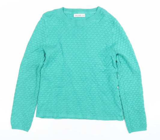 Gallery Women's Green Crew Neck Knit Pullover Jumper XS