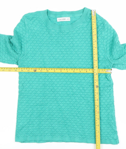 Back view of Gallery Women's Green Crew Neck Knit jumper XS