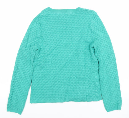 Close-up detail of Gallery Women's Green Crew Neck Knit jumper XS