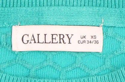 Brand and care label for Gallery Women's Green Crew Neck Knit jumper XS