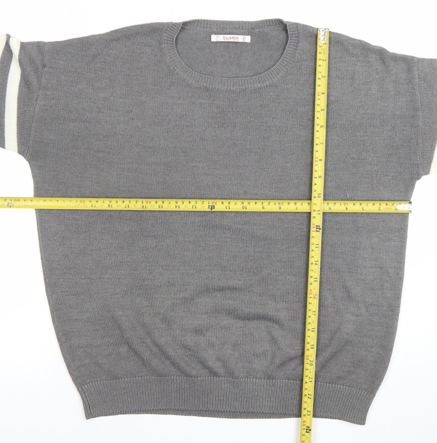 Pull&Bear Women Grey Crew Neck Long Sleeve Pullover Jumper Size 12
