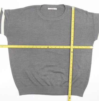 Pull&Bear Women Grey Crew Neck Long Sleeve Pullover Jumper Size 12