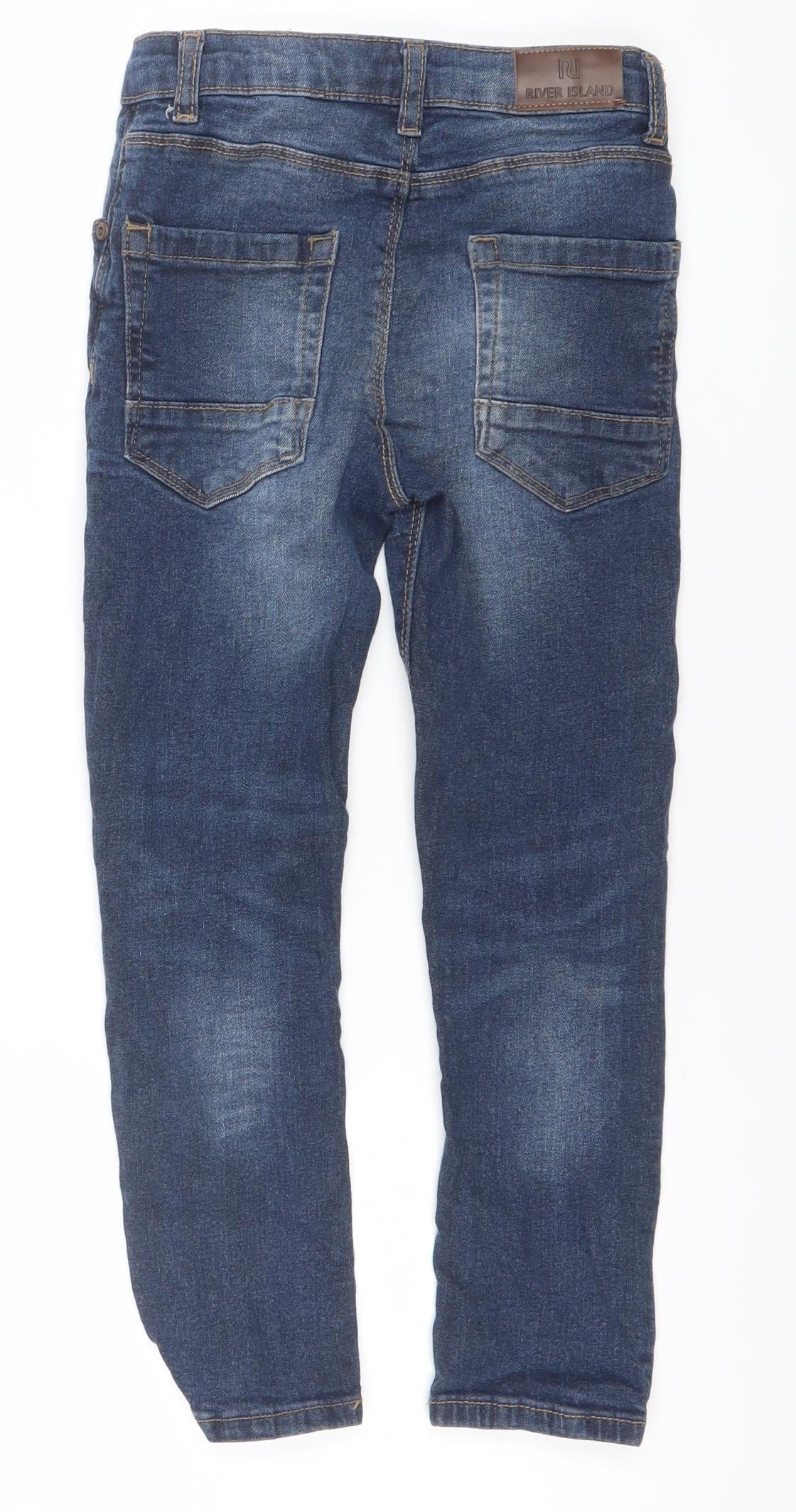 River Island Girls Blue Skinny Jeans Age 7Y Stretch Denim