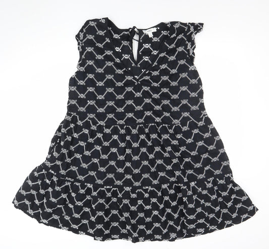 Marks and Spencer Women Black Size 14 Embroidered A-Line Dress
