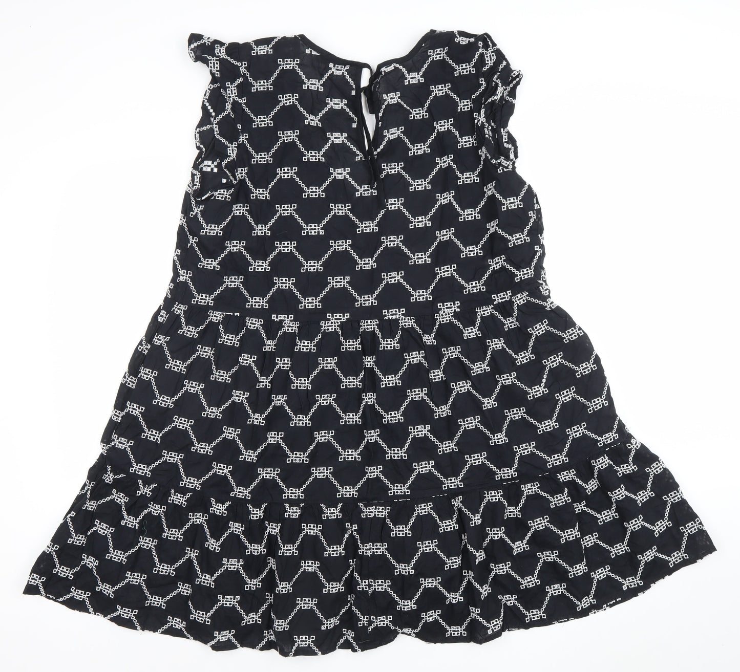 Marks and Spencer Women Black Size 14 Embroidered A-Line Dress