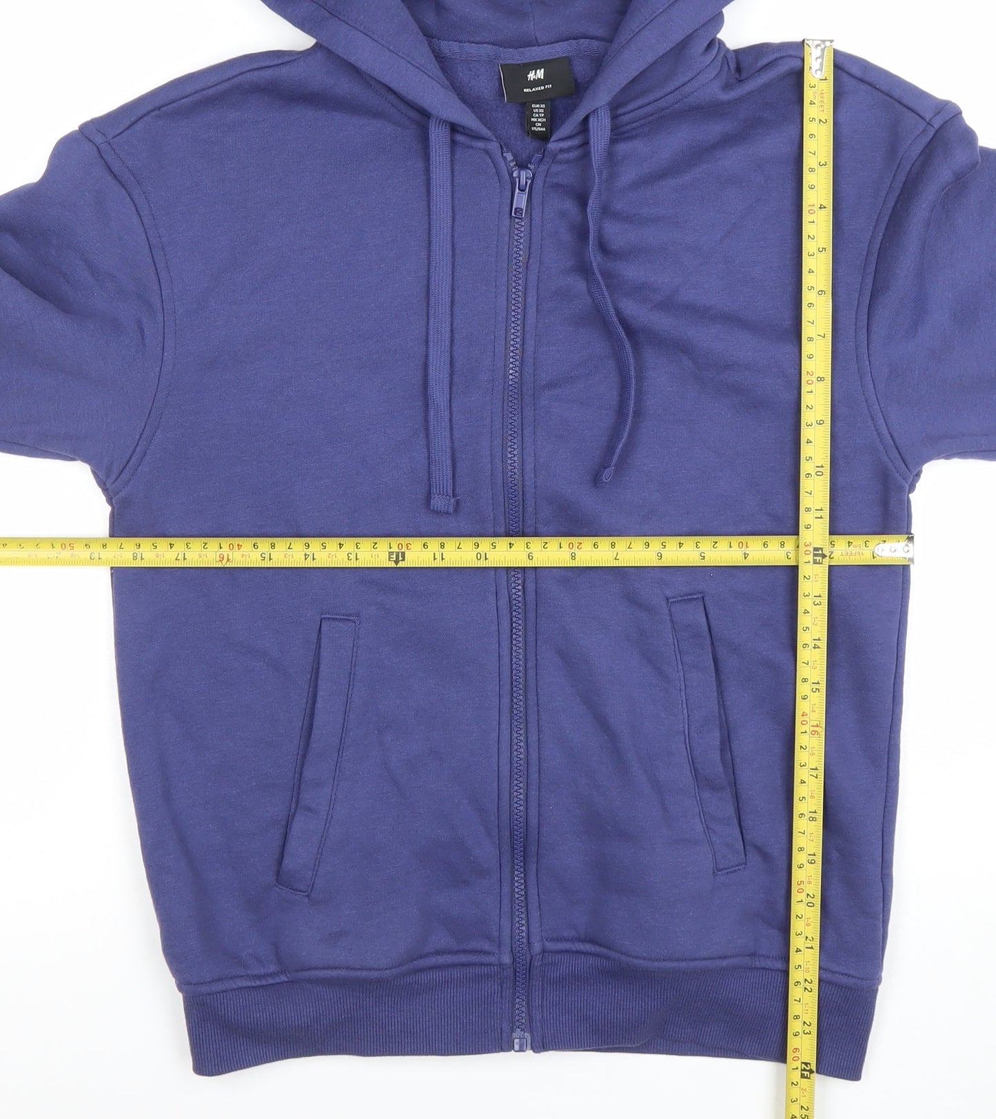 H&M Men's Blue XS Full Zip Relaxed Fit Hoodie Sweatshirt