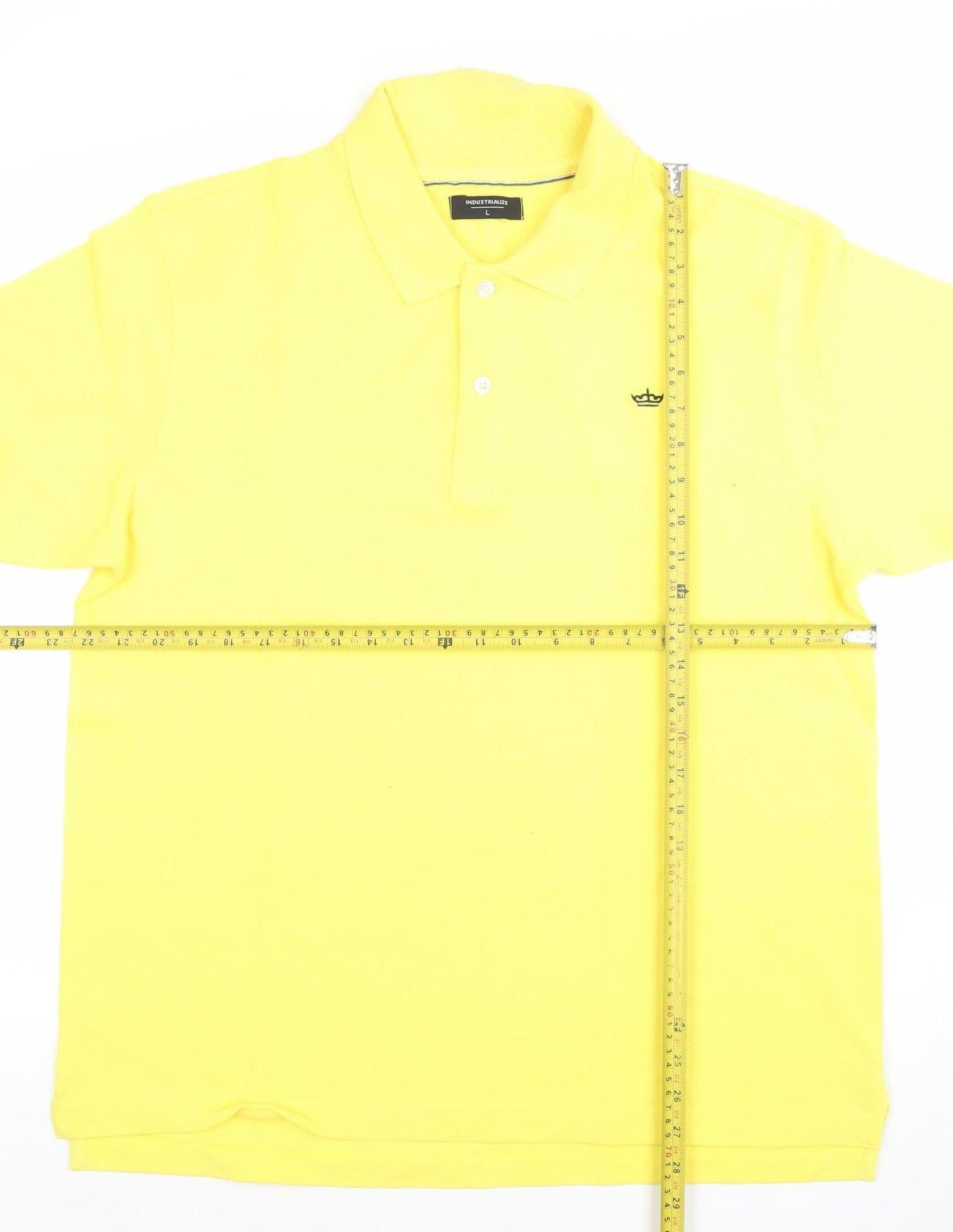 Industrialize Men's Yellow Cotton Polo Shirt Size L Classic Fit